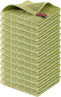 Homaxy 100% Cotton Terry Kitchen Dish Cloths, 12 Pack, Sage Green | Ultra Soft and Absorbent, Suitable for Drying and Washing Dishes