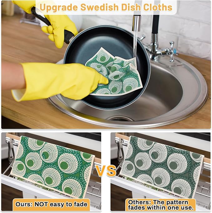 Lucomb Sedish Dishcloth (10 Pack-MultiPlants+ Clips)