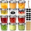 ComSaf 8 oz Wide Mouth Mason Jars Bulk Set, 12 Pack Small Jars with Lids | BPA-Free,Half-Pint Portion, Chunky Salsa, Overnight Oats, Party Favors, Meal Prep, DIY Candles, For Big Canning Project