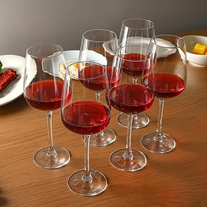 15oz Wine Glasses Set of 8, Thickened Stemmed Glasses for Red/White Wine, Heavy Base Clear Red Wine Glasses for Everyday, Wine Lovers, Parties, Gifts, Dishwasher Safe, 460ml, 8 Piece Set