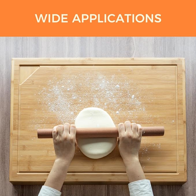 Fun Memories Noodle Board Stove Cover - Bamboo Wood Top Covers for Electric and Gas Sink RV 30 inL x 22 inW x 2.5 inTh Raised Cutting with Legs Juice Grooves