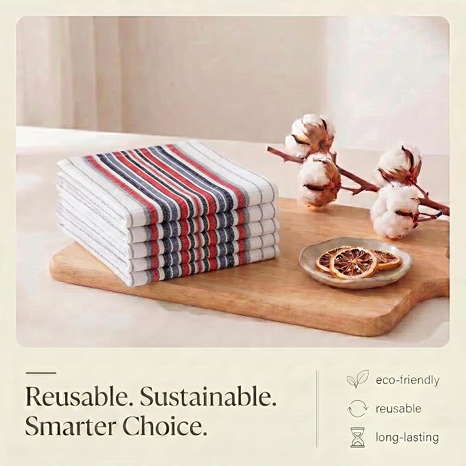 Urban Villa Kitchen Towels Cotton Dish Towels 20”x30” (Set of 6) White