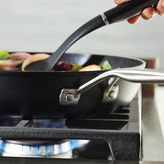 KitchenAid Hard-Anodized Induction Nonstick Frying Pan with Lid, 12.25-Inch, Matte Black