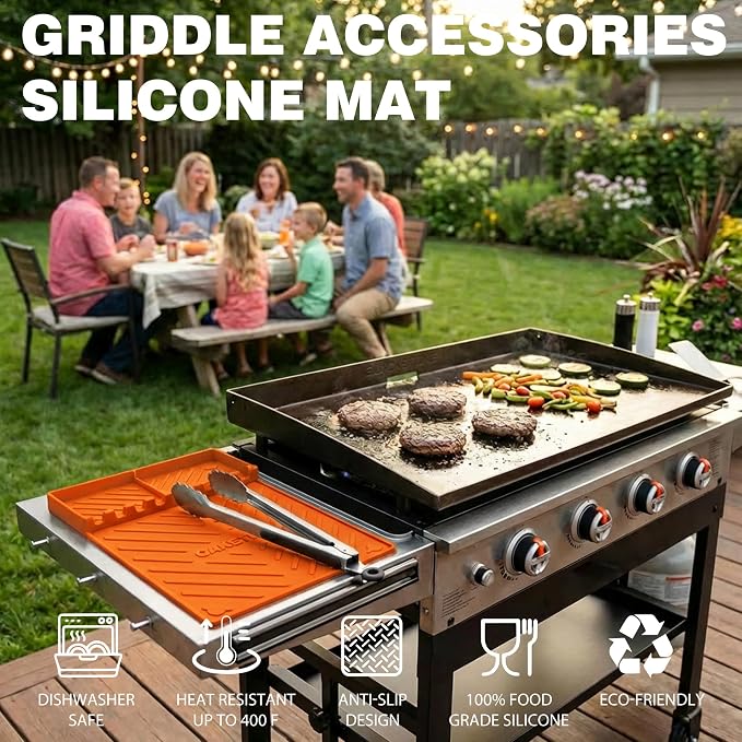 CAKETIME Silicone Grill Mats for Black Stone Griddle Accessories Baking Cooking Kitchen BBQ Durable Indoor Decor Oven Dish Drying Mats Rack Smoker Chef Gadgets Summer Vacation Funny Gifts for Men