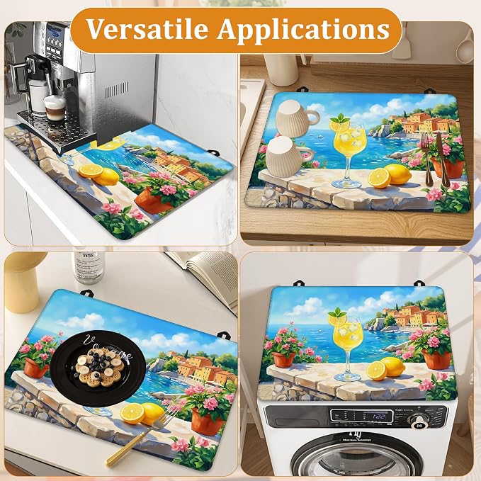 Stove Top Covers for Electric Stove,Summer Lemon Juice Flat Top Stove Cover,Potted Flowers Heat Resistant Glass Top Stove Cover Protector Anti-Slip Range Covers, 28 x 20 Inch