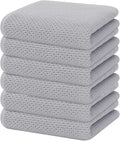 Homaxy 100% Cotton Waffle Weave Kitchen Dish Towels 6-Pack, Light Gray | 13 x 28 Inches, Ultra Soft Absorbent Dish Towels, Quick Drying Cleaning Towels