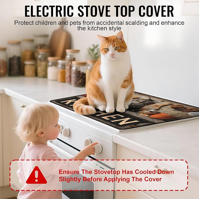 NYZE Stove Top Cover for Electric/Glass Stove, Flat Top Cooktop Protector, Electric Cooktop Cover, Extra Counter Space for Kitchen (KITCHEN Cat)