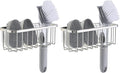 SunnyPoint NeverRust Deluxe Kitchen & Bathroom Sink Sponge Holder Organizer with Adhesive Mount - Additional Suction Cup Included – Sponge & Brush NOT Included – 7.4 x 3.3 x 2.75 Inch (Pack of 2)