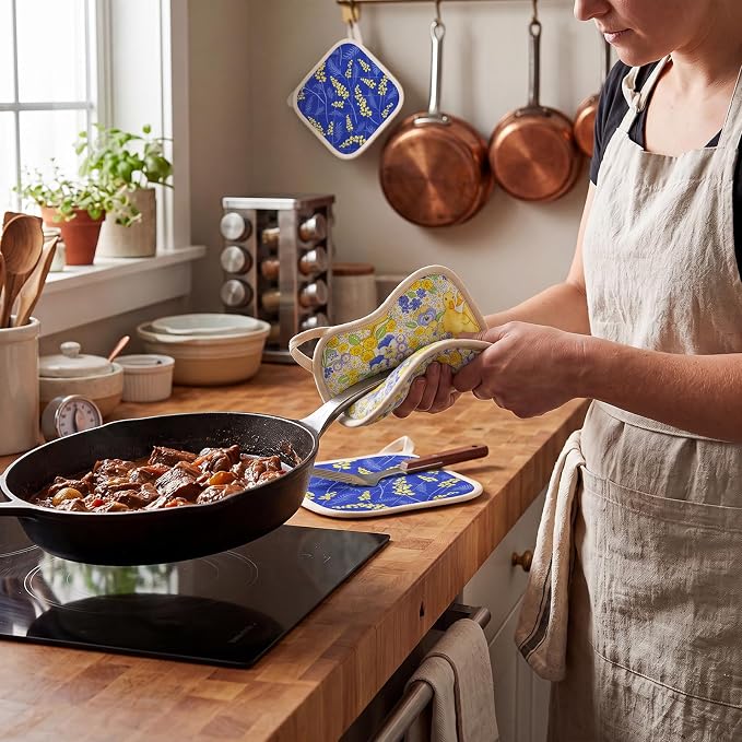 6 Pack Pot Holders 100% Cotton Heat Resistant Potholder, Machine Washable Pot Holder, Hot Pads, Table Pads for Cooking Baking (Z)