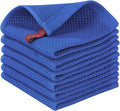 Homaxy 100% Cotton Waffle Weave Kitchen Dish Cloths 6-Pack, Blueberry | 12 x 12 Inches, Ultra Soft Absorbent Dish Towels, Quick Drying Dish Rags with Hanging Loop