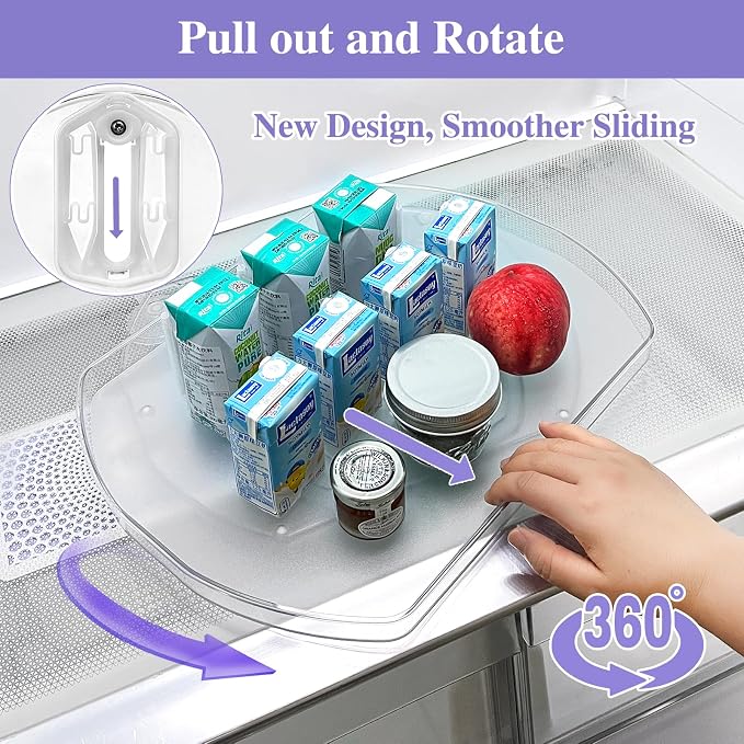 Incostar 360° Rotating Lazy Susan Turntable - Multifunctional Rectangular Organizer for Refrigerator, Cabinet, Pantry, and Kitchen Countertop (15.2" x 11.4", 2 Pack)