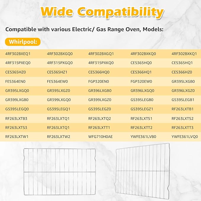 2PCS W10256908 Oven Rack Compatible with Whirlpool Range, 24 x 15-3/4 Inches, Replacement for W10138079, 3195710, W10179196