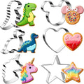 Stainless Steel Cookie Cutters, Mickey Unicorn Dinosaur Heart Star | Biscuit Cutter Molds for Baking or Valentine's Day Christmas Holiday Party Decorations