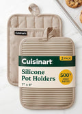 Cuisinart Silicone Pot Holders, Set of 2 7"x9", Heat Resistant 500F | Non-slip grip back is waterproof, hand pocket for secure hold, doubles as a trivet, wipe clean, hanging loop