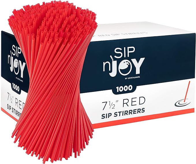 Crystalware Plastic Sip Stirrers 7 1/2 Inch 1000/box, Red