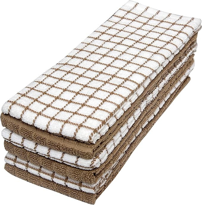 Bumble Kitchen Towels (6-Pack), 16"x28", 100% Cotton Dish Towels - Tan | 380 GSM | Soft kitchen hand towels , Highly Absorbent & Durable Dish Towels for kitchen with Hanging Loop
