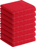 Homaxy 100% Cotton Terry Kitchen Towels, 7 Pack, Red | Ultra Soft and Absorbent Dish Towels for Kitchen, Suitable for Drying and Washing Dishes