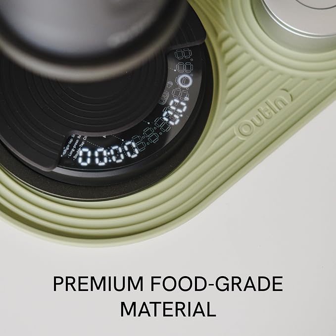 OutIn Silicone Coffee Mat, Foldable & Waterproof | Drip Tray Mat for Espresso Machines and Portable Coffee Makers, 9.8" x 6.7" (Green)