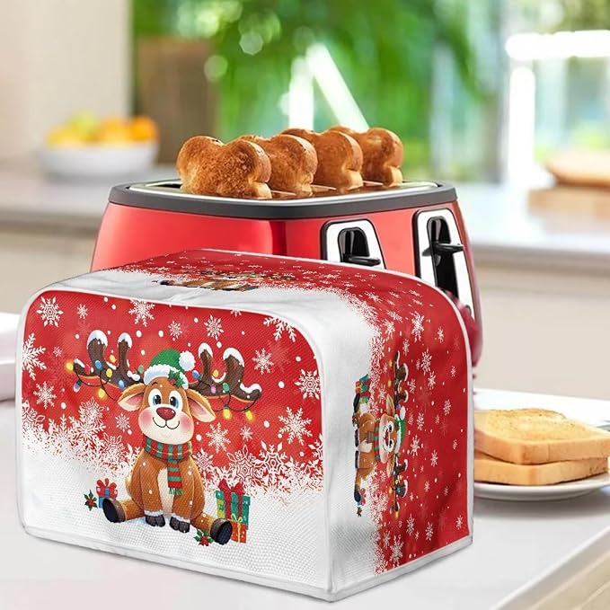 2 Slice Bread Toaster Cover Christmas Bakeware Protector Kitchen Accessories Appliance Dust Cover, Kitchen Decor Toaster Oven Covers, Cute Reindeer Print