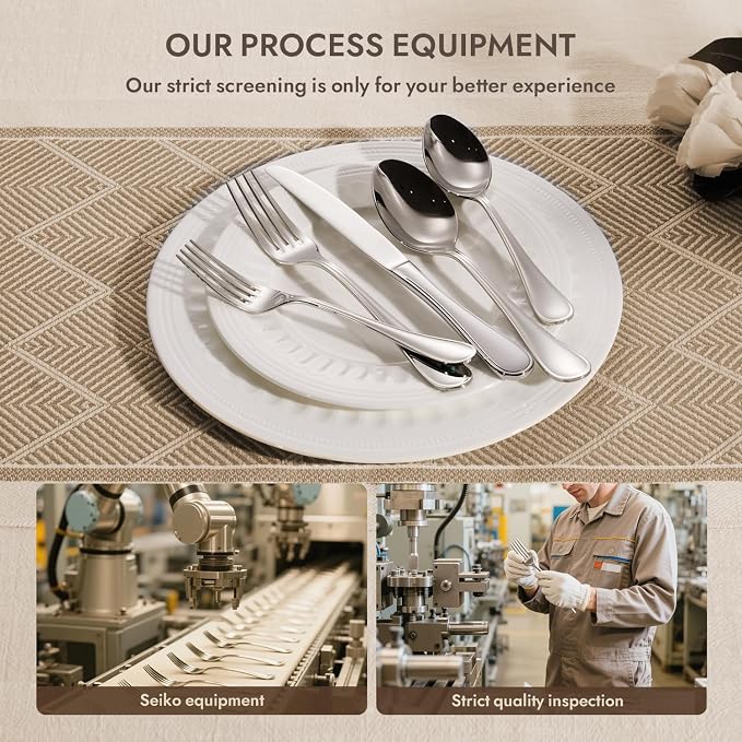 18/10 Stainless Steel Silverware Set for 8, 40 Piece Teardrop Flatware Set | KINGSTONE Heavy Cutlery Set, Mirror Polished Knives Forks and Spoons Utensils, Dishwasher Safe for Home Kitchen Wedding