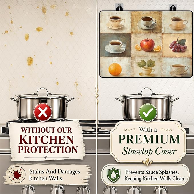 Stove Top Covers with A Non-slip Rubber Coating | protect Your Stove from Scratches, Extend Countertop Space, and Add A Classic Kitchen Touch