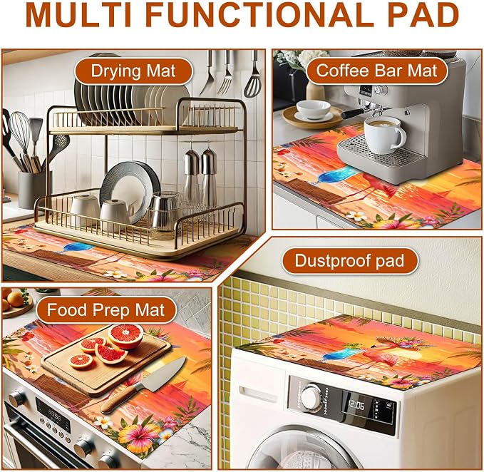 HOMETITUTE Summer Stove Top Cover 28x20 Flamingo Sunset Cocktail Heat Resistant