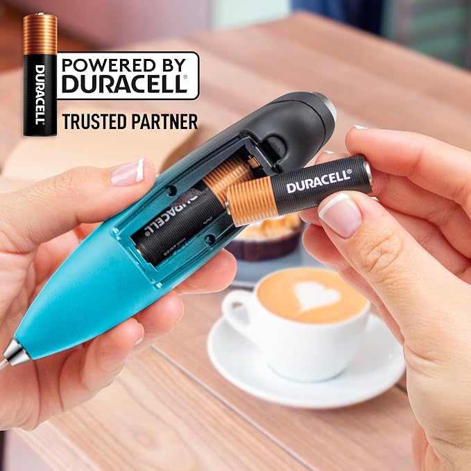 Zulay Kitchen Powerful Milk Frother Wand With Duracell Batteries - Ultra Fast Handheld Drink Mixer - Electric Whisk Foam Maker for Coffee, Lattes, Cappuccino & Matcha - Z1 Motor - Marine