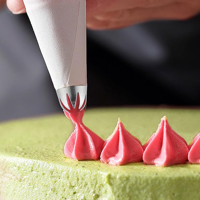 5PCS Large Piping Tips Set, COKUMA Stainless Steel Cake Decorating Tips, Frosting Icing Tips for Cupcakes, Cake, Cookie and Decorating (Dishwasher Safe)