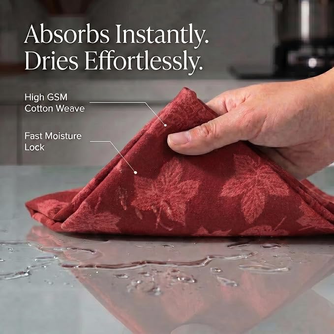 Urban Villa KitchenTowels Cotton DishTowels 20”x30”(Set of 6) Harvest Leaf