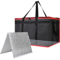 Bodaon Insulated Food Delivery Bag with Hard Bottom, 3XL, Black-Red, 1PK | Stable and Durable Catering Bag, Large Capacity Thermal Cooler Tote for Hot and Cold Food Transport for Restaurant Deliveries