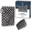 316L Cast Iron Scrubber Kit with Scraper Tool - Silicone Insert for Pan | Zylark Pan Cleaner Scrubber with Silicone Insert - Cast Iron Cleaning Kit - Chainmail Scrubber for Cookware
