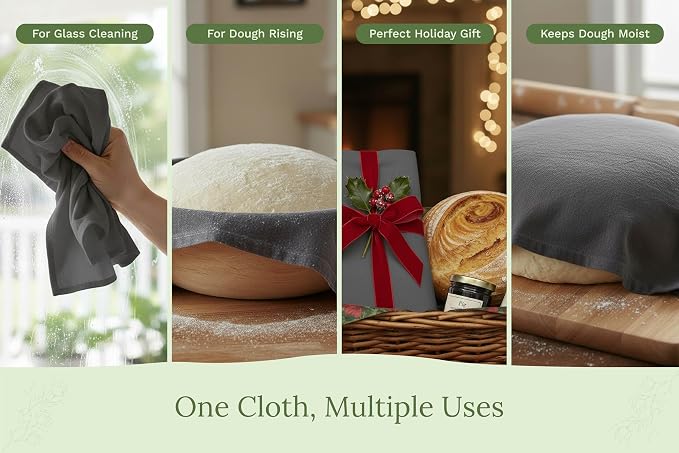 Gray Flour Sack Tea Towels - 100% Cotton, 5 Pack, 27"x27" Extra Large, Highly Absorbent Gray Dish Drying Towels - Lint-Free Baking Towels, Customizable and Versatile Kitchen Towels (5 Pack)