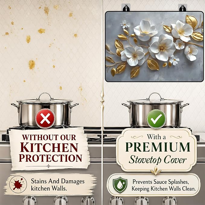 Stove Top Covers with A Non-slip Rubber Coating | protect Your Stove from Scratches, Extend Countertop Space, and Add A Classic Kitchen Touch
