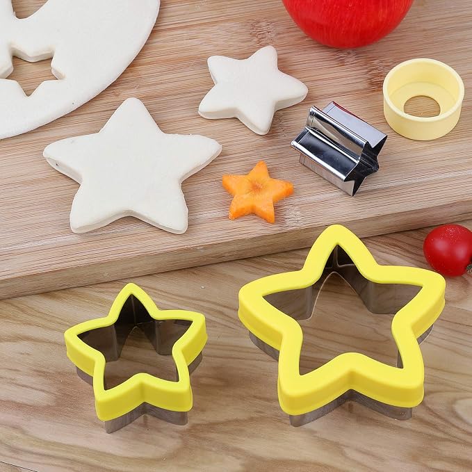 Stainless Steel Star Cookie Cutters, Mini to Large Sizes, Five-pointed Star & Vegetable Shapes Set for Kids