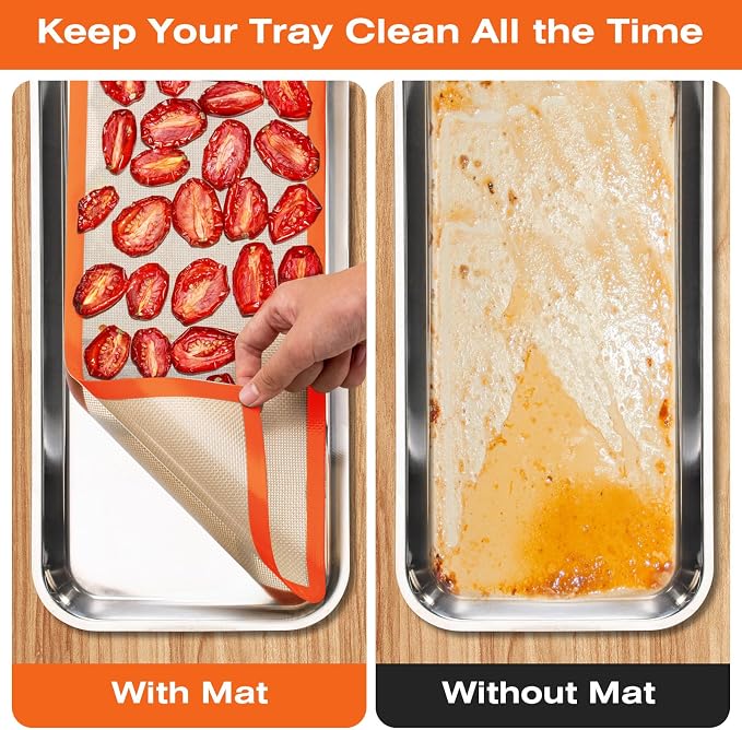 5 pcs Silicone Baking Mats For Harvest Right Freeze Dryer Medium Size Trays (Orange, M - Medium)