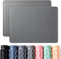 2 Pack Caketime Silicone Dish Drying Mat for Kitchen Counter Coffee Bar Accessories Heat Resistant Waterproof Dining Under Sink Organizers Dog food mat Must Haves Extra Large 24"x18" Gray
