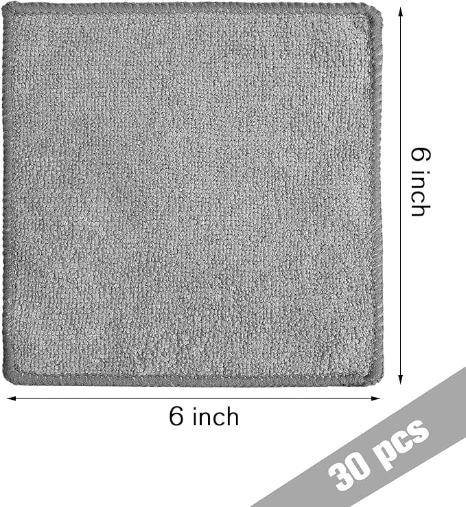 30 Pcs Dry Erase Cloth,6 X 6 Inch,Gray | Cleaning Rags Reasonable Whiteboard Cloth Kitchen Towels Microfiber Towels Cars Wash