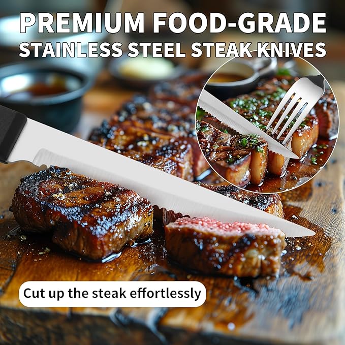 53PCS Silverware Set for 8 with Flatware Drawer Organizer, Stainless Steel Cutlery Set with Steak Knives, Include Spoons and Forks Set & Serving Utensils, Mirror Polished, Dishwasher Safe