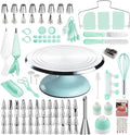 Cake Decorating Kit, 138pcs Cake Decorating Supply with Aluminium Cake Turntable, 64 Numbered Icing Piping Tips, 2 Spatulas, 3 Icing Comb Scraper and Leveller, 32 Piping Bags,cake decorating tool