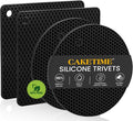 Silicone Trivets for Hot Dishes, Non-Slip Hot Pads for Kitchen Countertop Protector, Heat Resistant Mat for Hot Pots and Pans 4-Pack Food Grade Silicone Black