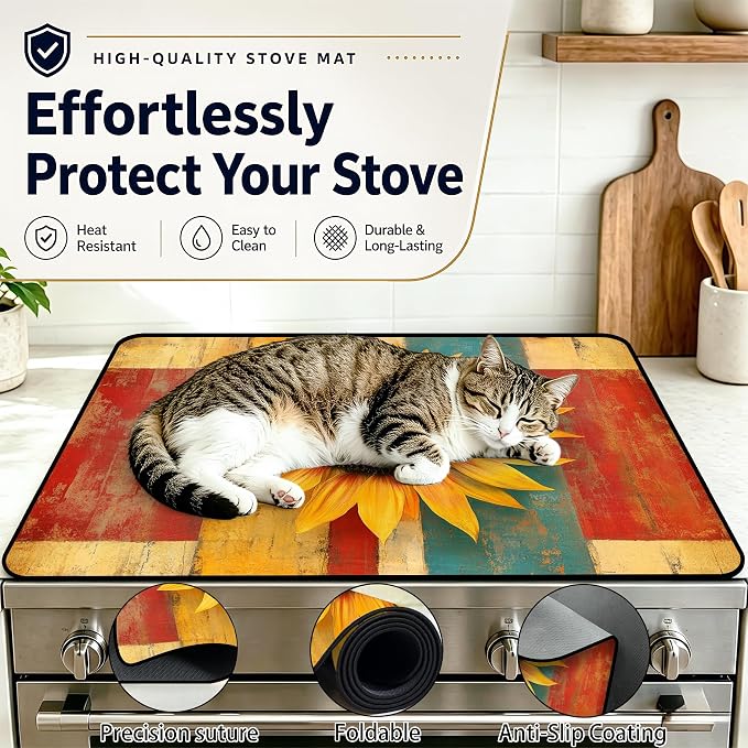 Patriotic Electric Stove Top Cover | Heat Resistant Glass Cooktop Protector for Kitchen Ceramic Countertops, Multiuse Stove Cover and Dish Drying Mat