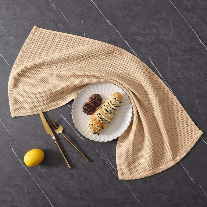 Homaxy 12 Pack 100% Cotton Kitchen Towels and Dishcloths Set, Apricot | 12 x 12 Inches and 13 x 28 Inches Kitchen Towels Set, Ultra Soft Absorbent Dish Cloths for Washing Dishes