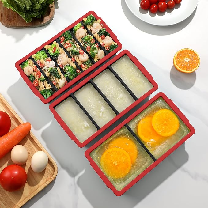 3-Pack Silicone Freezer Trays with Lid, Soup Freezer Container Molds | 2 Large 2-Cup, 4 Medium 1-Cup, 6 Small 1/2-Cup, BPA Free, Ice Cube Tray for Soup, Stews, Sauces, Meal Prep, Broth, Leftovers