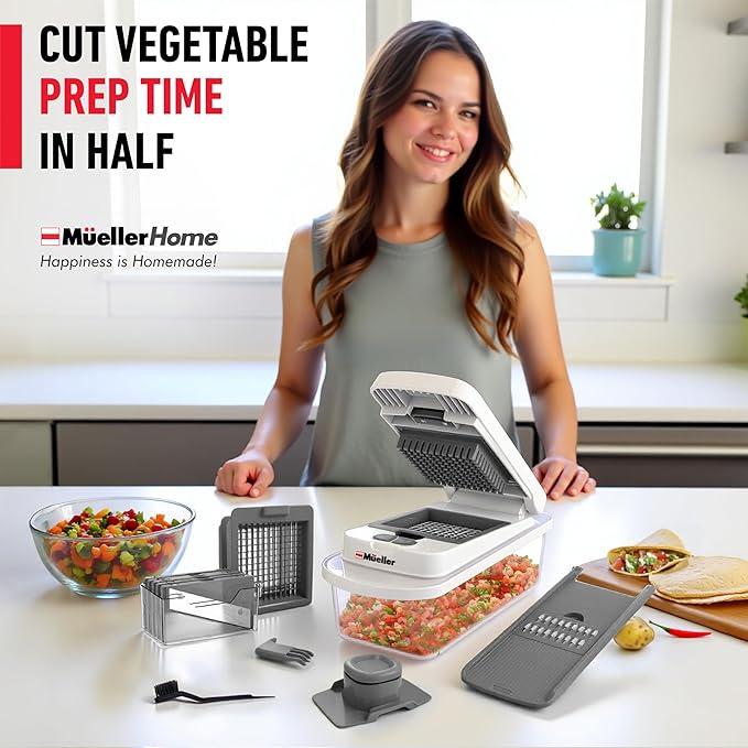 Mueller The Real Original Pro Vegetable Chopper & Mandoline Slicer, 10-in-1 | since 2013, 8 Blade Food Veggie Chopper, Onion Vegetable Cutter with Container, Kitchen Gadgets & Essentials