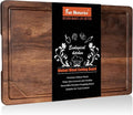Fun Memories Black Walnut Cutting Board for Kitchen, Reversible Large Butcher Block Cutting Board Carving Board with Juice Groove & Concealed Handlers, 17"x11" (Gift Box)