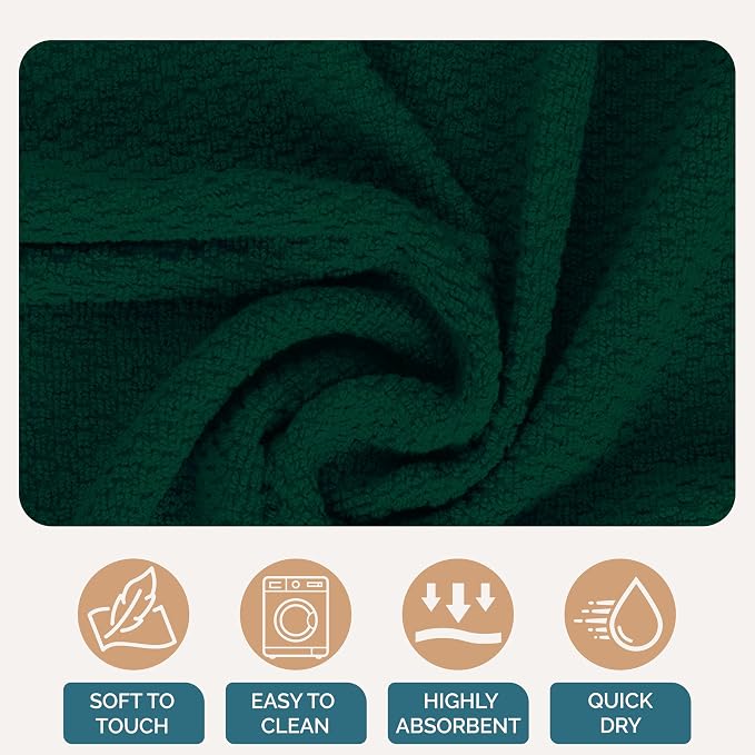 Casa Platino Kitchen Towel Set 8 Pc - 4 Dish Cloths for Washing Dishes (13"x13") & Kitchen Towels (16"x26") - Cotton Rich, Soft, Absorbent Wash Rags, Quick Dry & Durable Tea Towels for Wiping - Olive.