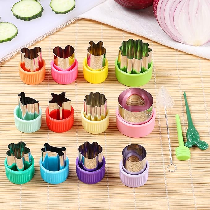 CECEAOAIME 12 pcs Mini Cookie Cutters Vegetable Cutter Fruit Stamps Mold