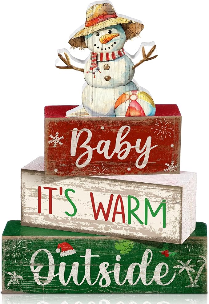 Lineshading 4 Pcs Christmas In July Table Decorations Summer Christmas Signs