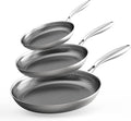 COOKER KING 3pc Hybrid Nonstick Frying Pans Set, 8, 10 & 12" Pans | Stainless Steel Pans,Chef's Pan,Skillets Dishwasher & Oven Safe, Stay-Cool Handles,Induction Compatible – Metal Utensil Safe