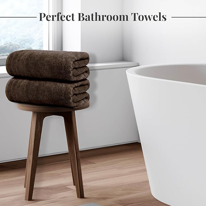 8 Piece Towel Set, 2 XL Bath, 2 Hand, 4 Washcloth, Brown | 100% Cotton, Lighter Weight, Quicker to Dry, Super Absorbent, Perfect for Bathroom